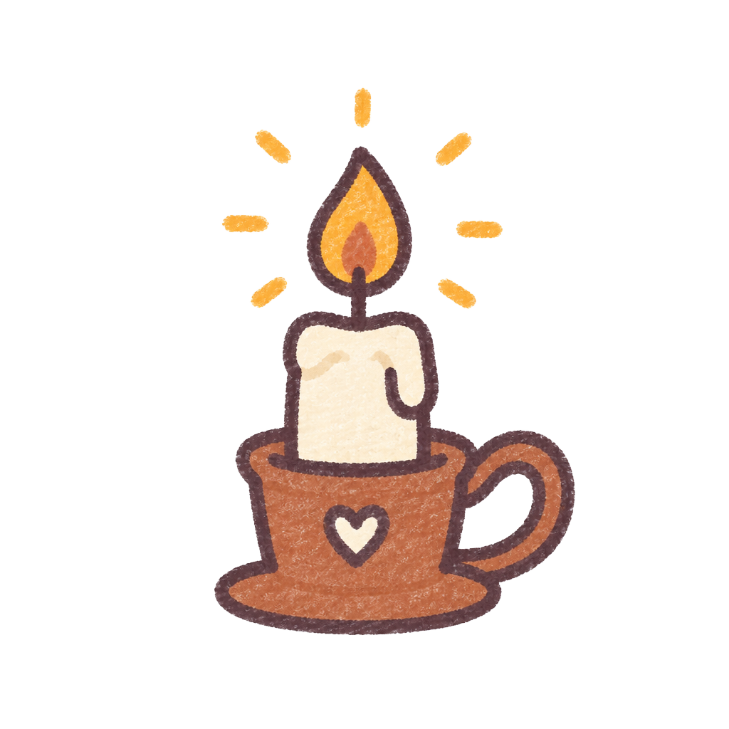 Getekend brandend kaarsje met een hartje